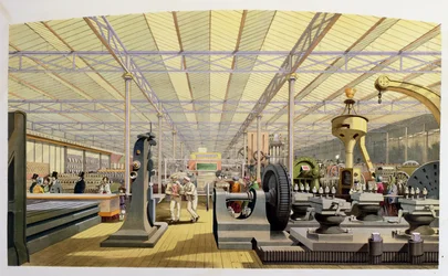Im Maschinenhalle (farbige Lithografie)